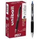 uniball 207 Retractable Gel Pens, Micro Point (0.5mm), Blue, 12 Pack