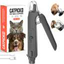 2-in-1 Dog & Cat Nail Clipper with Grinder - Dual Highlight LED Reduce Over-Trimming, Long Battery Cordless USB-C Rechargeable, Safety Lock & Catcher Cap, Quiet Home Grooming for Small Large Pets