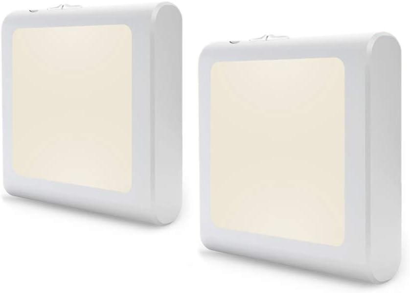Art Plates Plug in Dimmable LED Night Light with Dusk to Dawn Auto Sensor, Adjustable Brightness, Warm Light, Auto On-Off Nightlight for Bathroom, Hallway, Nursery, Bedrooms - 2 Pack