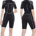 GoldFin Women Shorty Wetsuit, 3mm Neoprene Wet Suits Back Zip Surfing Diving Swimming Snorkeling (Large, Black)