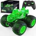 Remote Control Car, 2.4GHz Monster Trucks Toys with Light Spray, Birthday Gift for Kids 3 4 5 6 7 8, All Terrain RC Cars, Toddler Toys for Boys Girls 3+ Year Old (Green)
