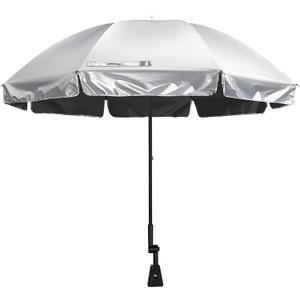 Prospo Beach Chair Umbrella with Universal Adjustable Clamp, UV Protection Sunshade Umbrella for Outdoor, Strollers, Wheelchairs, Patio Chairs, Bleacher, and Golf Carts, Large