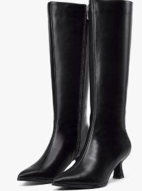Women's Knee High Pointed Toe Tall Boots (Black, 8)