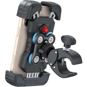 Motorcycle Phone Mount Holder, [150mph Wind Anti-Shake][7.2inch Big Phone Friendly] Bike Phone Holder, Motorcycle Handlebar Cell Phone Clamp, Compatible with iPhone 16 Pro Max, Tangerine