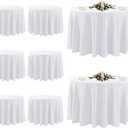 8 Pack White Round Tablecloths, 120 Inch Stain Resistant and Wrinkle Polyester Fabric Washable Table Clothes Cover for Kitchen Dining, Wedding, Reception Banquet, Birthday Party, Buffet Restaurant