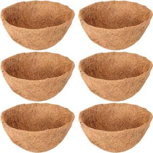 Legigo 6 Pack 12 Inch Hanging Basket Coco Liners Replacement, 100% Natural Round Coconut Coco Fiber Planter Basket Liners for Hanging Basket Flowers/Vegetables