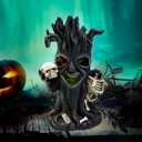 Halloween Tree Statue with Skull Head Decorations,Tree Skeleton Statues with Spook Lights for Holiday Decor,Halloween Decorations Indoor for Table Mantel Shelf Decor,Props Haunted Collectible Gifts (Black)