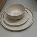 Metflavor Stoneware Dinnerware Sets for 4, 12Piece Scratch Resistant Plates and Bowls Set, Dishwasher and Microwave Safe Ceramic Dishes Set, Ribbed, Sculpted Dune