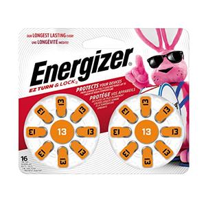Energizer Size 13 Hearing Aid Batteries, Orange Tab Hearing Aid Batteries Size 13, 16 Count, Pack of 2
