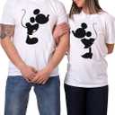 Matching Couple Shirts His and Hers with Kissing MM Design Man Women Husband Wife T-Shirts Outfits Valentine. (White)