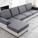 TAOCOCO Couch Cushion Covers Stretch Chair Seat Covers for Armchair Chair, 1 Piece Sofa Seat Covers Soft Washable Furniture Protector(1-Piece for Sofa Seat or Backrest, Light Grey)