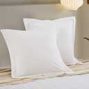 DAUAOTO Washed Cotton Euro Shams Square Pillow Cushion Cover 2 Pieces Set 26"x26" Pillowcases (Euro/Ivory)