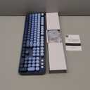 Wireless Keyboard and Mouse Combo, Ergonomic Full Size Typewriter Retro Round Keycaps Keyboard, Compatible with Windows, PC, Perfer for Home and Office Keyboards (Twilight Blue