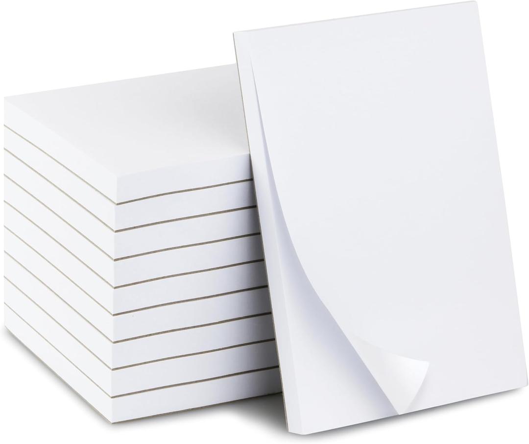 10 Pack Note Pads 4x6 | 100 Sheets Per Memo Pad | Server Note Pads | Scratch Pads for Writing | White Blank Notepads in Bulk | Small Notepad | Paper Pads for To Do Grocery List