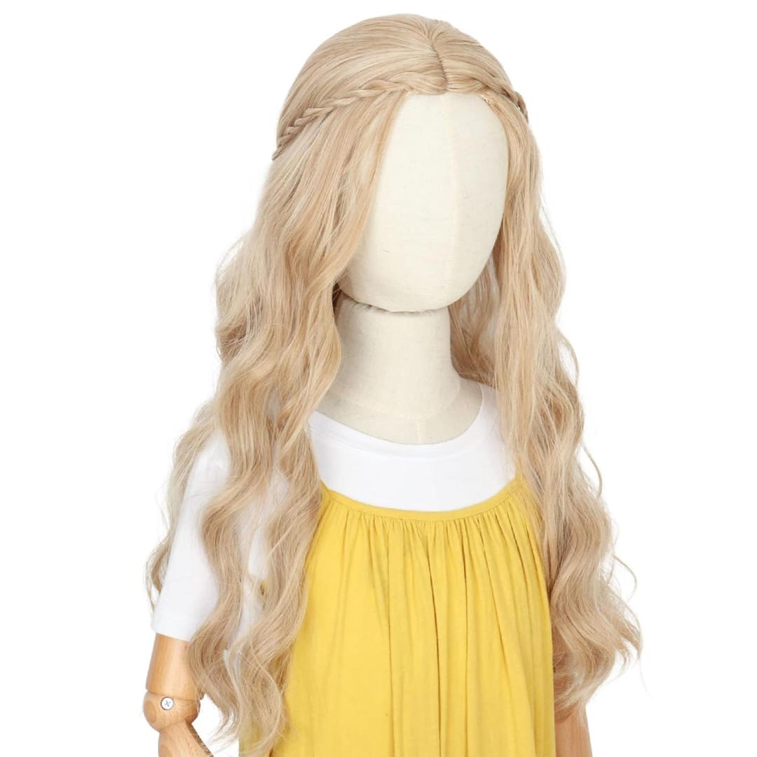 Long Wavy Blonde Cosplay Wig for Girls Halloween Costume Party Long Wavy Wigs