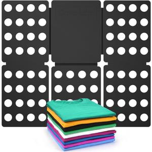 Shirt Folder Board Mini Clothes Folding Board Durable Plastic T-Shirt Folder Easy to Fold Shirts Board T Shirt Folder Laundry Folding Board Folding Tool for Kids and Adults Black