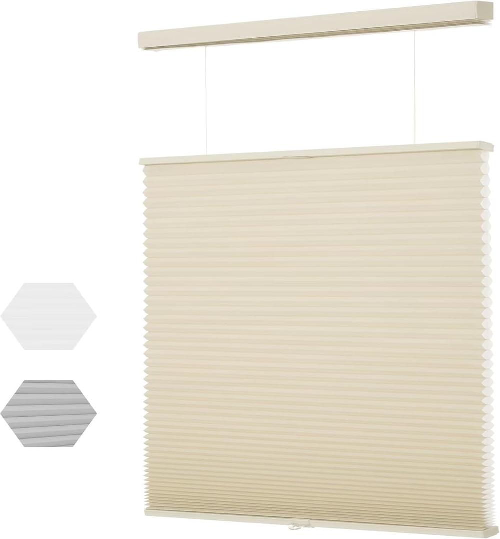 MYshade Top Down Bottom UpTDBU Cellular Shades, 1.5 inch Cordless Light Filtering Honeycomb Pleated Blinds for Windows Home Bedroom Office, Light Control, Thermal Insulated, 39" W x 72" H, Beige