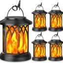 KOOPER 4 Pack Solar Lantern Outdoor Lights, Upgraded Flickering Flame Solar Lanterns Lights Outdoor Waterproof, Hanging Lantern Decorative, Solar Powered Lanterns for Yard Patio Path Tree Garden Decor