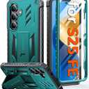 FNTCASE for Samsung Galaxy S25-FE Case: with [Built-in Screen Protector & Kickstand] [Military-Grade Drop Protection] Heavy Duty Protective Full Body Shockproof Rugged Sturdy TPU Phone Cover Green