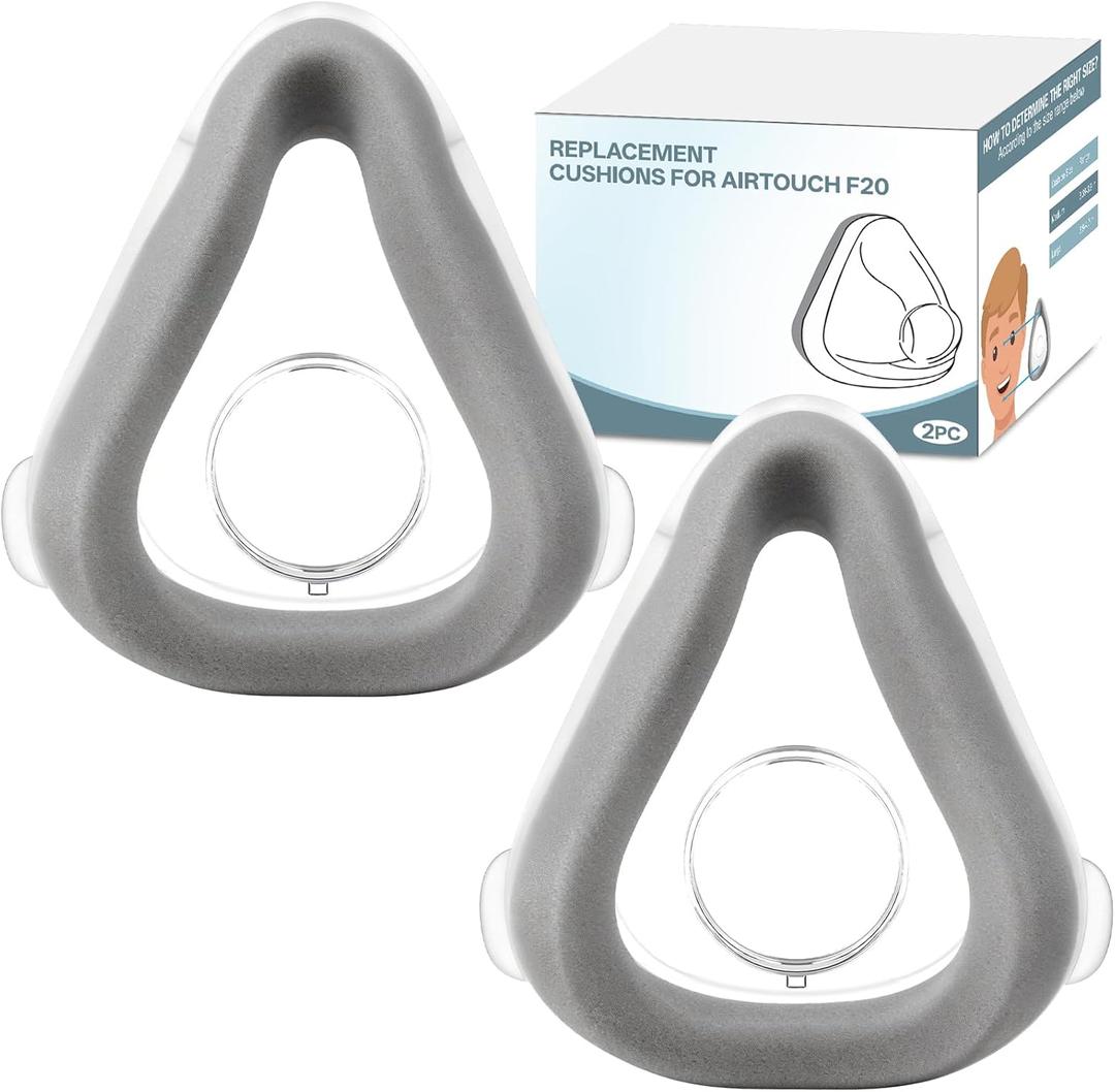 Replacement Cushions for AirTouch F20, Memory Foam Cushion for AirFit F20 & AirTouch F20 Frame, Optimized Comfort & Secure Seal, F20 Mask Medium for Full Face CPAP Users, 2-Pack