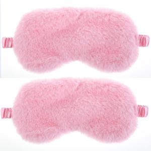 Oruola 2pcs Sleep Masks for Kids,Comfortable Kids Sleep Masks Girls,Kids Eye Mask for Sleeping,Sleep Mask Plush Blindfold Satin Back Faux Fur Sleep Mask for Kids Women Men Travel Nap,Pink Sleep Mask