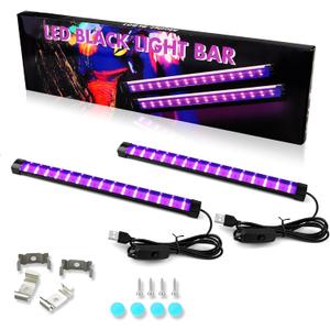 Black Light Bar, 10W 1ft LED Blacklight Lamp for Tapestry Poster Body Paint Glow Party Halloween Decoration (2 Pack)