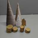 Hoolerry 6 Pcs Christmas Velvet Trees with Gold Pedestal Christmas Velvet Cones Tree Mantel Decor Modern Rustic Winter Home Minimalist for Holiday Entryway Table Wedding Centerpiece(Gold Brown)