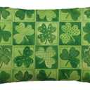 AVOIN colorlife St Patricks Day Clover Polka Dot Green Throw Pillow Cover, 12 x 20 Inch Check Shamrock Cushion Case Decoration for Sofa Couch