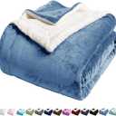 LBRO2M Sherpa Fleece Bed Blanket Queen Size,Super Soft Fuzzy Plush Warm Cozy Fluffy Microfiber Couch Throw Velvet Double Reversible Luxurious Blankets (Light Blue, Queen(90x90 Inches))