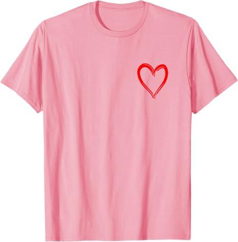 Red Heart Funny Cute Design for Men and Women T-Shirt, Pink, M