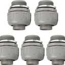 Conduit Connectors, 1 Inch Liquid Tight Connector NPT Non-Metallic for PVC Electrical Flexible Conduit Fittings, 180 Degree Straight, UL Listed for Home Outdoor Tubes Tools, Grey (5-Pack)