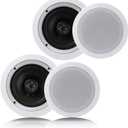 Pyle Pair 6.5 Flush Mount In-wall In-ceiling 2-Way Home Speaker System Spring Loaded Quick Connections Dual Polypropylene Cone Polymer Tweeter Stereo Sound 200 Watts (PDIC1661RD) White