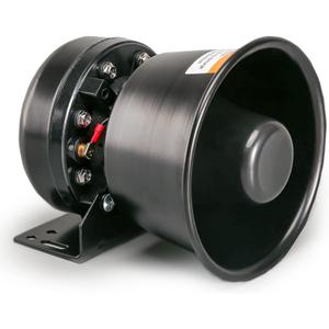 BooYu 200 Watt High-Performance PA Siren Horn Speaker [Black Steel] [8 Ohms] [125-135 dB] [IP66 Waterproof] [Compatible with 100-200 Watt Siren] for Police Car, Ambulance, Fire, Engineer Vehicles