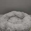 Luxurious Dog & Cat Pets Bed Round Shape | Soft, Fluffy Comfortable, Durable Bed | Polyester Supersoft Velvoa Fabric | Grey Color (Medium) (28" x 4")