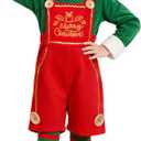 Kids Christmas Elf Costume Set Girls Holiday Elf Dress with Elf Hat Shoes Socks (3-5 Years, Red)