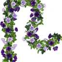 Floweroyal 2 Pack Artificial Flower Garlands 15.8FT Fake Rose Vines Silk Flowers Hanging Rose Ivy for Wedding Arch Party Home Garden Wall Decor (Purple) (2pcs)