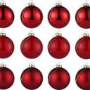 Red Glass Christmas Ball Ornaments, 2.36 Christmas Hanging Ornaments Set of 12 Xmas Baubles for Holiday Party Xmas Tree Decorations Gifts