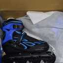 2PM SPORTS Vinal Girls Adjustable Flashing Inline Skates, All Wheels Light Up, Fun Illuminating Skates for Kids Men Adult Women and Boys (Large - Youth (4-7 US), Azure & Blue)