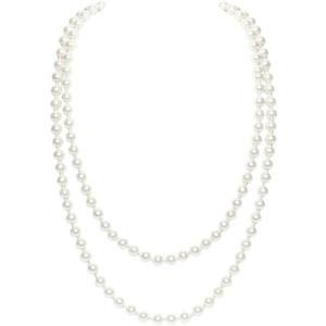 BABEYOND Long Pearl Necklace Faux Pearls Necklace Set Beaded Long Pearls Necklace 1920s Gatsby Costume Jewelry