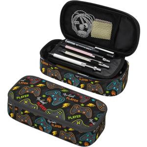 Fun Game Gamer Controller Pencil Case Big Capacity Storage Pencil Pouch Stationery Bags With Zipper Portable Pen Holder Box Organizer For Boys Kids Student College School Office Supplies