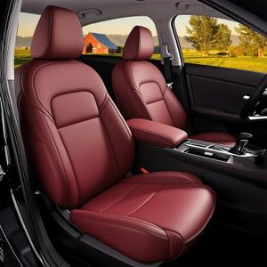 HKZ Custom Fit Civic Seat Cover Full Set for Honda Civic 4 Door (Hatchback 2022-2026 Sport Touring)&(Hatchback 2022-2024 EX-L) 5-Seats Full Set,Leather Seat Protector(Burgundy)