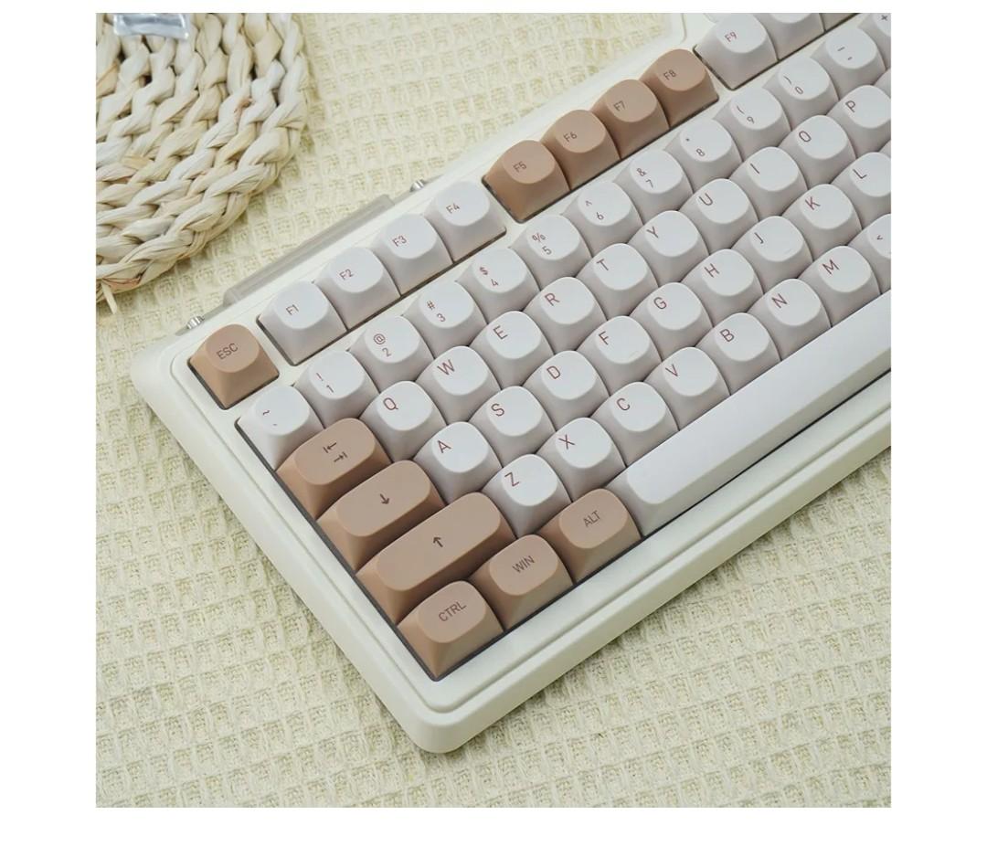 Tiramisu Theme Dye Sub PBT Keycaps, MA Profile 129 Keys Dye Sublimation PBT Custom Keycaps for Cherry Gateron MX Switches Mechanical Gaming Keyboard