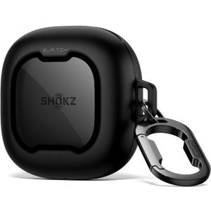 SURITCH for SHOKZ New OpenFit 2 Case Cover, Magnetic Locking Cases for SHOKZ OpenFit 2 Open-Ear Headphones, Shockproof Bumper Protective Covers with Carabiner & Keyring & Cleaner Kit, Black