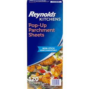 Reynolds Kitchens Pop-Up Parchment Paper Sheets, 10 x 13 Inches, 120 Count