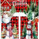 Christmas Kitchen Curtains 3 Piece Set Plaid Snowman Window Curtains and Valance Set Xmas Curtain Swag for Kitchen Bedroom Living Room Decor, 60 x 36 Valance, 36 x 30 Tier
