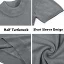 Vssjavun Men's Mock Neck Shirt Short Sleeve Turtleneck T-Shirt Slim Fit Pullover Casual Basic Tee (Large, Dark Grey)