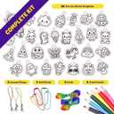 Dan&Darci Shrink Art Craft Kit for Girls and Boys Ages 6-12 - Shrink Magic Charm Making Kit with 30 Pre-Cut Shrink Plastic Templates - Kids Craft Birthday Gift for 7 8 9 10 Year Olds