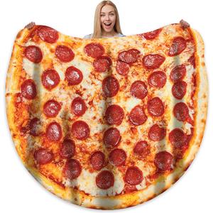 Bcareself Pizza Blanket 71 inches for Adult Kids, Double Sided Funny Realistic Food Pepperoni Pizzas Personalized Throw Blanket Novelty Christmas Birthday Gifts 300 GSM Soft Flannel Red