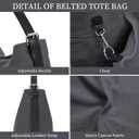 Large Canvas Tote Bag for Women Men Handbags Belted Shoulder Bags Crossbody Purses for Work Travel (No Distressed) (Blackened Navy)