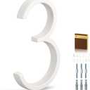 5 Inch House Numbers for Outside, Metal Address Number 3- Modern Design, Weather-Resistant White Crystal Powder Coated Finish, Stain Resistant, No Paint Peeling (White)